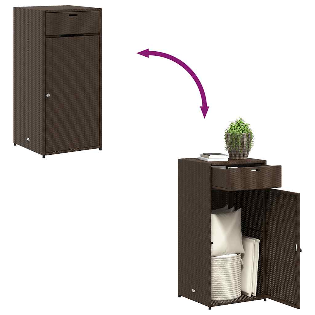 Garden Storage Cabinet Brown 55x55x111 cm Poly Rattan